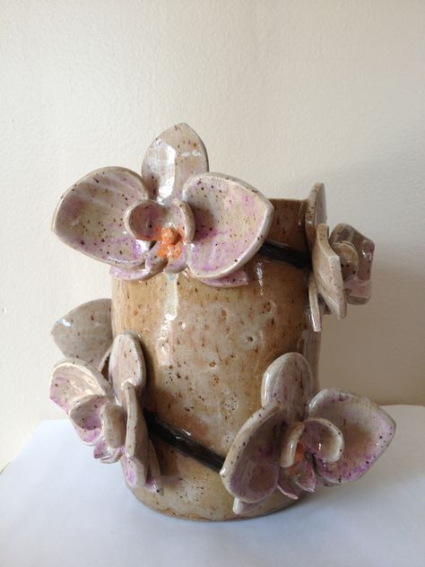 Orchid Ceramic Pots, Orchid Sculpture, Orchid Ceramic, Orchid Clay, Clay Orchid Pots, Clay Orchid, Ceramic Orchid, Orchid Vase, Sculpture Art Clay