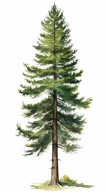 Cedar Tree Watercolor, Evergreen Trees Drawing, Cedar Tree Painting, Pine Tree Watercolor Painting, Pine Trees Drawing, Water Color Trees, Jack Pine Tree, Evergreen Tree Painting, Pine Trees Painting