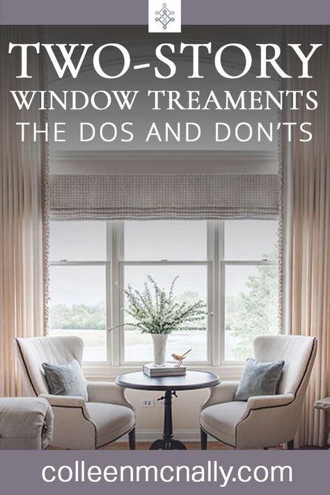 Family Room Blinds, Tall Windows Living Room, Large Window Treatments Living Rooms, Tall Window Curtains, Picture Window Treatments, Transom Window Treatments, Family Room Window Treatments, Tall Window Treatments, Large Windows Living Room