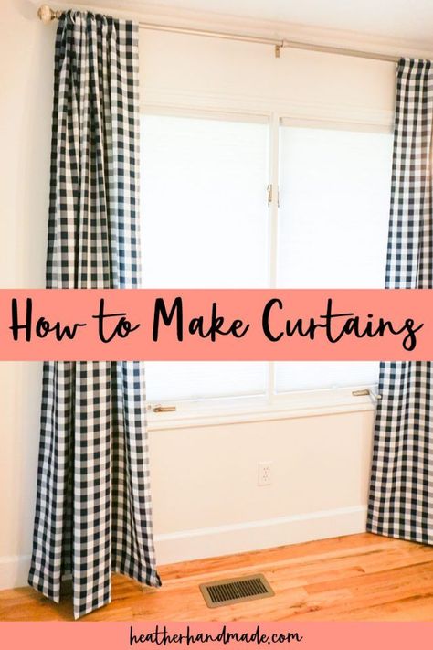 Learn how to make curtains with this easy sewing tutorial. Curtains are a great beginner sewing project because it’s only straight lines! One of the best parts about sewing is being able to make exactly what you want. I made the curtains for these windows, but it had been several years and I was ready for a change. I was able to do a little bit of math, find the exact fabric I wanted, and make curtains. I love making curtains because even though it’s a lot of fabric, it’s all straight lines! Creative Curtain Ideas, Advanced Sewing Projects, Gingham Curtains, Curtain Sewing Pattern, Make Curtains, Homemade Curtains, No Sew Curtains, Diy T Shirt, Simple Curtains