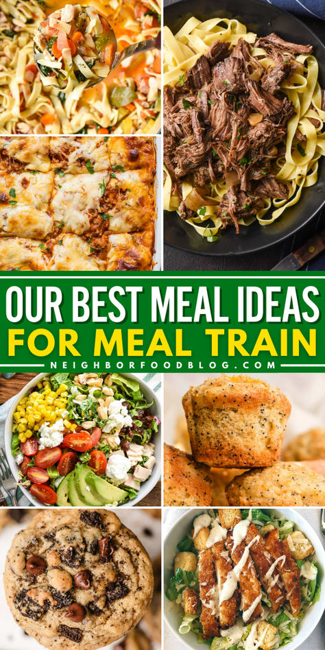 If you’ve signed up for a meal train but aren’t sure what to make, you’ve come to the right place. This post is chock full of our best meal train ideas, including easy dinner recipes, comfort food, soups, healthy recipes, and options for families with dietary restrictions. Meal Train Ideas Dinners, Meal Train Ideas, Soups Healthy, Meal Train, Take A Meal, Meal Train Recipes, Make Ahead Meals, Easy Cooking Recipes, Easy Family Meals