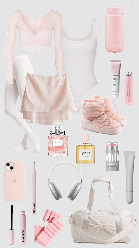 ballet outift inspo!! #ballet #beauty #outfitinspo #pink #dior #perfume #apple #makeup #cosmetics #inspo #workout Comfy Ballet Outfits, Ballet Must Haves, Apple Makeup, Ballet Basics, Pilates Workout Clothes, Pilates Outfits, Ballet Inspired Fashion, Pink Dior, Ballet Wear