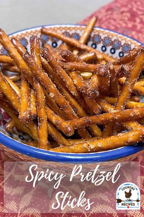 If you like Dot’s Pretzel Twists, you’re going to love this recipe for Spicy Pretzel Sticks. They are easy to make and full of flavor. A little spice, a pinch of tang, and a touch heat. Oh my! #spicypretzelsticks #spicypretzels #pretzelsticks #dotshomestylepretzels #snydersdippingsticks #aldipretzels #snacks #pretzels #ranchdressingmix #smokedpaprika #makeyourown #diyfoods #countryatheartrecipes https://countryatheartrecipes.com/2023/02/spicy-pretzel-sticks/ Seasoned Pretzel Sticks, Dot Pretzels Copycat, Orville Redenbacher Pretzels, Sweet And Spicy Pretzels Recipe, Seasoned Pretzels Spicy, Spicy Pretzel Recipe Ranch, Spicy Pretzels Ranch, Spicy Snacks Recipes Easy, Seasoned Pretzel Recipe