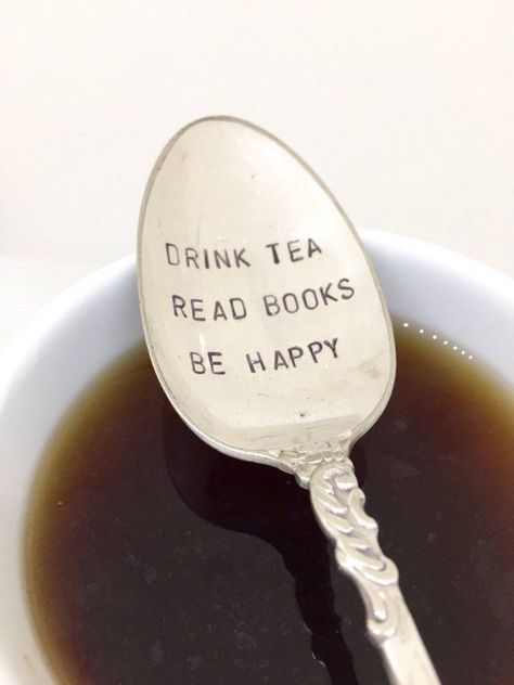 Tea Quotes, Tea Reading, Stamped Spoons, Tea And Books, Drink Tea, Vintage Silverplate, Tea Spoon, Coffeehouse, Tea Gifts