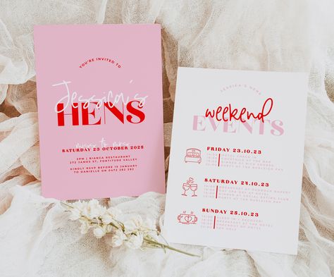 Hen Invites, Lana Pink, Hens Weekend, Hens Party Invitations, Hen Weekend, Event Template, 80th Birthday Party, Text Background, Invitation Baby Shower