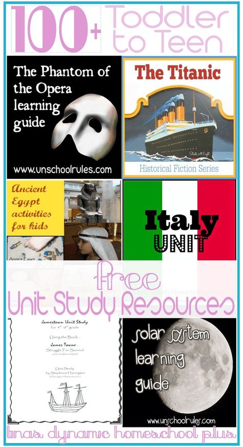 Toddler to Teen 100 Free Unit Study Resources. Unit studies have a way of taking any topic from drab to fab.They can bring life a lifeless topic. Homeschool Literature, Free Unit Study, Homeschool Units, Egypt Activities, Unit Studies Homeschool, Homeschool Middle School, Homeschool Freebies, Study Resources, Book Smart