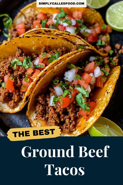 Cherish the authentic Mexican flavor with our Ground Beef Tacos recipe, a quick and easy choice for dinner. Wrapped in corn tortillas, this meat recipe matches well with a homemade dip or salad. Its straightforward yet best approach accentuates the meat's texture, a standout in beef recipes. For dinner, these tacos offer homemade, authentic Mexican cuisine. Access the full Ground Beef Tacos recipe, meat recipes, cookware advice, , dip recipes and ground beef recipes at simplycalledfood.com. Best Taco Meat Recipe, Taco Recipes Ground Beef, Taco Recipes Mexican, Beef Tacos Recipes, Easy Taco Recipes, Taco Meat Recipes, Healthy Ground Beef, Healthy Meat Recipes, Beef Tacos