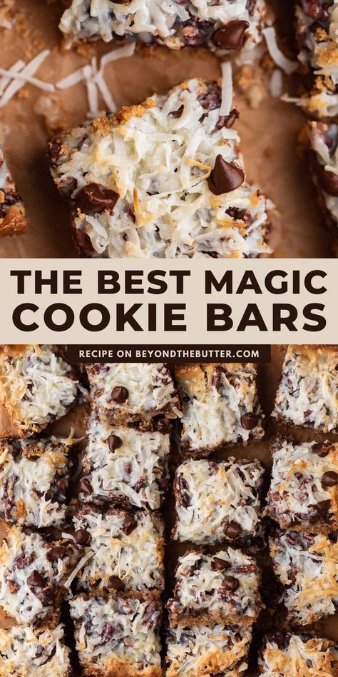 Magic Cookie Bars Recipe, Easiest Desserts, Chocolate Pecans, Magic Bars Recipe, Magic Cookie Bar Recipe, Coconut Chocolate Bars, Coconut Chocolate Chip Cookies, Graham Cracker Cookies, Magic Cookie Bars