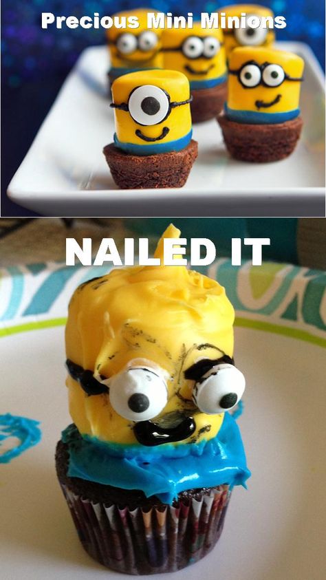 Found these adorable minions at tablespoon.com.  My trial run didn't quite meet the expectation.  Nailed it....Pinterest Fail Random Funny Pictures, Nailed It, Minion, Fails, Funny Pictures, The Day, Funny, Minions