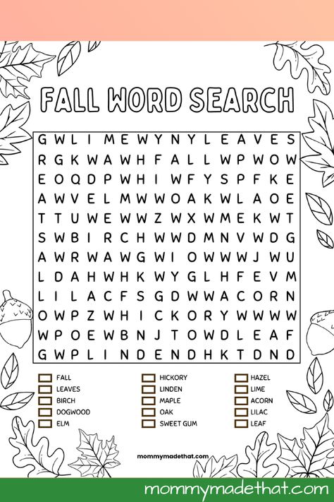 This Free Printable Fall Word Search is an easy and fun autumn puzzle for kids! Perfect for kindergarten and older children, it’s a great way to celebrate the season with free printable activities. Includes an answer key for quick reference, making it perfect for teachers and parents. Download this free word search and enjoy some fall puzzle fun! Kindergarten Word Search Free Printable, Fall Crossword Puzzles Printable, Fall Word Search Free Printable, Word Search For Kids Free Printable, Free Word Search Puzzles Printables, Kids Word Search Free Printable, Fall Word Search For Kids, Easy Word Search For Kids, Kindergarten Word Search