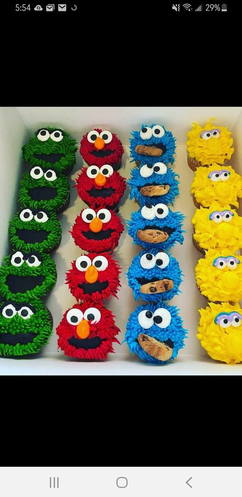 Sesame Street Birthday Party Ideas Food, Seaseme Street Birthday Party, Sesame Street Birthday Party Ideas Boy, Elmo Birthday Party Boy, Sesame Street Birthday Cakes, Elmo First Birthday, Sesame Street Cupcakes, Cookie Monster Birthday, Elmo Birthday Party