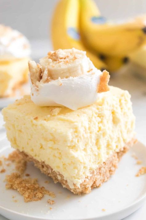 Banana Cream Cheesecake Bars - Happy Homeschool Nest Banana Cheesecake Bars, Banana Cream Cheesecake Bars, Instant Banana Pudding, Banana Pudding Desserts, Banana Cream Cheesecake, Banana Cream Pudding, Pudding Cheesecake, Banana Pudding Cheesecake, Campbells Soup