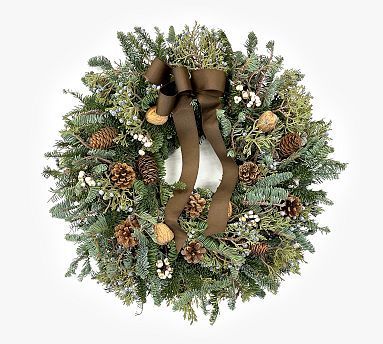 Pre-Lit Faux Juniper Branch curated on LTK Juniper Branch, Natural Christmas Wreaths, Fresh Wreath, Joy Wreath, Traditions Around The World, Homemade Wreaths, Brown Ribbon, Christmas Wreaths & Garlands, Natural Wreath