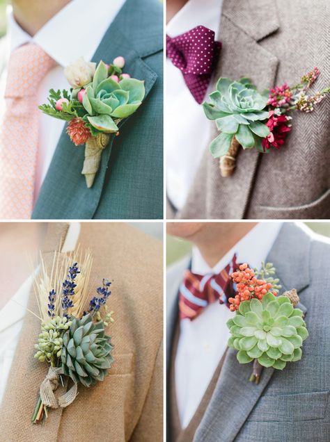 Diy Succulent Boutonniere, Succulent Party Favors Wedding Favours, Wedding Hair With Succulents, Succulent Flower Bouquet, Wedding Boquet Succulents, Mirko Outfit, Succulent Wedding Decorations, Homemade Wedding Flowers, Succulent Arrangements Wedding