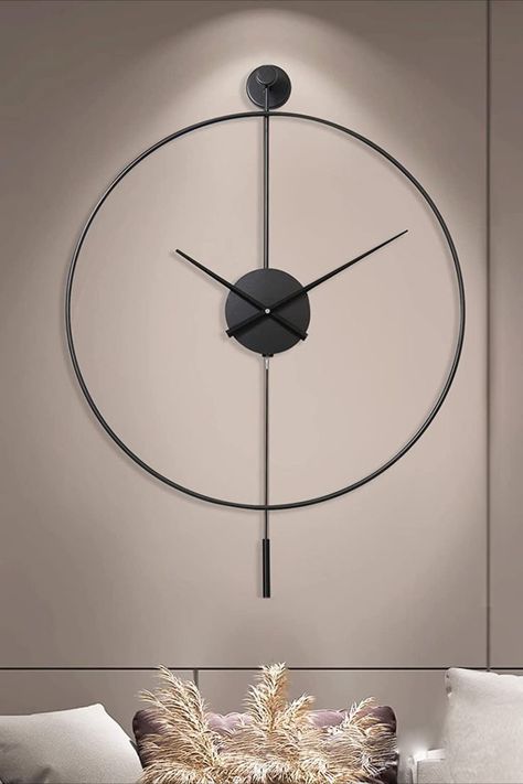 Big Clocks In Living Room, Big Clock Wall Decor, Big Clock Decor Living Rooms, Clock In Living Room, Clock On Wall, Wall Clock With Pendulum, Large Wall Clock Decor, Giant Clock, Big Wall Clocks