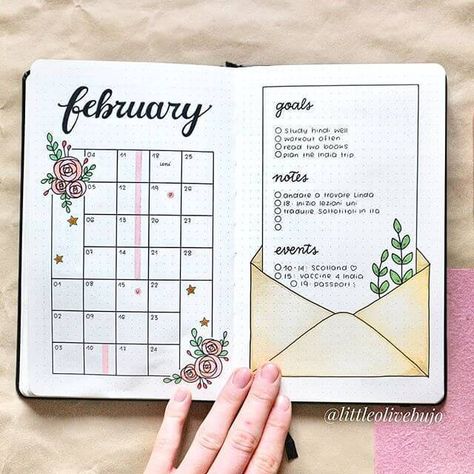 Need more inspiration for your next BuJo monthly spread? Check out these 13 Bullet Journal Monthly Spread Ideas That Are Incredibly Stunning! bullet journal, bullet journal ideas, bullet journal layout, bullet journal inspiration #bulletjournal #bulletjournalideas #journalideas #BuJo #BuJoInspo Bullet Journal Simple, Journal D'inspiration, February Bullet Journal, Bullet Journal Monthly Spread, Bullet Journal 2020, Bullet Journal 2019, Bullet Journal Notes, Bullet Planner, Seni Dan Kraf