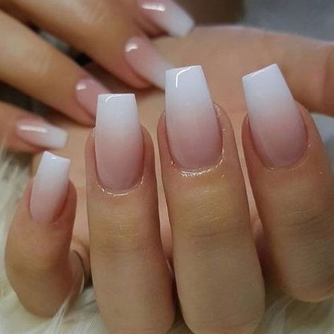 French Fade Nails, Ombre Coffin, Faded Nails, Gel French Manicure, Unghie Sfumate, French Ombre, Shape Nails, Winter Nails Acrylic, Ombre Acrylic Nails