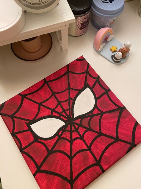 Painting Ideas On Canvas Spiderman, Spiderman Parking Spot, Spider Man Painting Easy, Edgy Painting Ideas, Spiderman Painting Easy, Spiderman Painting On Canvas, Simple Painting Ideas For Beginners Easy, Paint Spiderman, Spiderman Canvas Painting