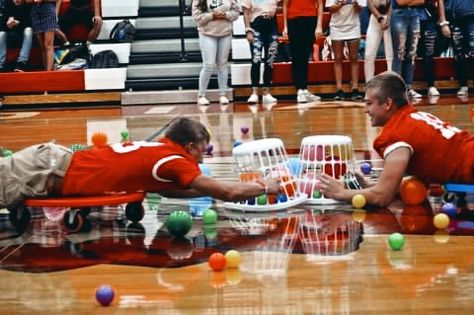 High School Pep Rally Ideas Activities, Lunchtime Games High School, Spirit Assembly Ideas, Game For Pep Rally, Homecoming Game Ideas Pep Rally, Hoco Assembly Games, Fun Rally Games, Games To Play At Pep Rallys, Pep Rally High School