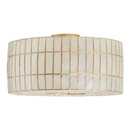 Gold Capiz Drum Flush Mount Ceiling Light | World Market Affordable Pendant Lighting, Salon Suites, Capiz Shell, Up House, World Market, Pendant Chandelier, Bedroom Lighting, Flush Mount Lighting, Drum Shade