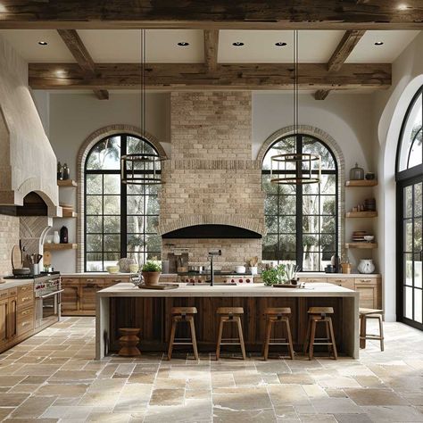 10+ Bespoke Best Kitchen Designs for a Refined Traditional Home • 333+ Art Images Modern Kitchen Traditional House, Interior Rustic Design Ideas, Modern Ranch Style Homes Interior, Luxury Home Kitchen Design, Large Traditional Kitchen, Architecture Kitchen Design, Huge Country Kitchen, European Farmhouse Interior Design, Modern European Farmhouse Kitchen