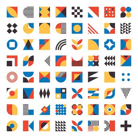 Graphic Shapes Pattern, Bauhaus Graphic Design, Bauhaus Colors, Bauhaus Pattern, Geometric Graphic Design, Logos Vintage, Logos Retro, Bauhaus Inspired, Geometric Shapes Design