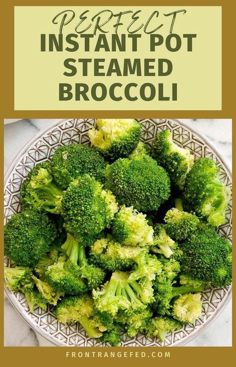 Perfectly steamed broccoli is a breeze to make in the Instant Pot. In just a few minutes, you can have fresh, perfectly cooked broccoli ready to use in pastas, with rice, or other dinner recipes. This simple method consistently yields crisp, delicious broccoli. For variety, add other vegetables like carrots or cauliflower. Discover this and more easy Instant Pot recipes at www.frontrangefed.com. Instant Pot Steamed Broccoli, Hflc Recipes, Fruits Recipes, Instant Pot Broccoli, Instant Pot Steam, Quick Side Dish, Quick Side Dishes, Broccoli Recipe, Happy Housewife