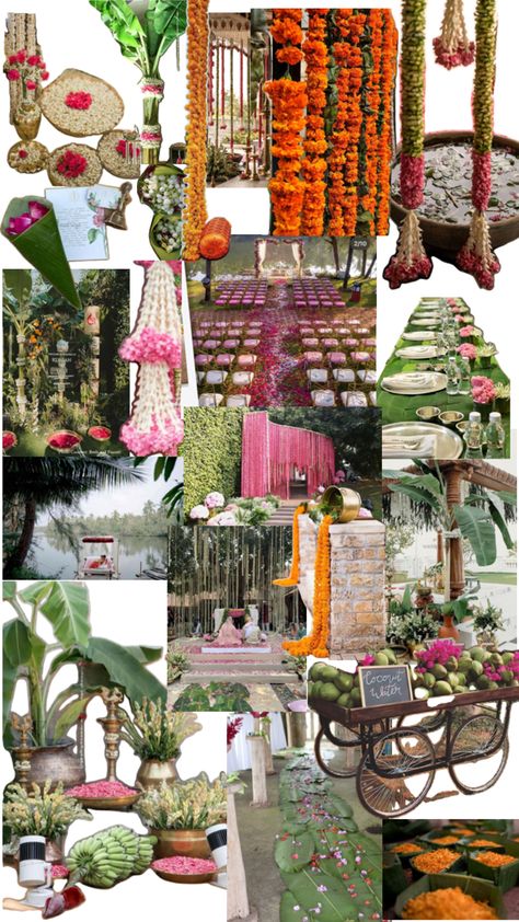 Wedding Planning Checklist Budget, Indian Outdoor Wedding Decor, Indian Wedding Aesthetic, Mandap Design, Hindu Wedding Ceremony, Kerala Wedding, Wedding Entrance Decor, Wedding Moodboard, Desi Wedding Decor