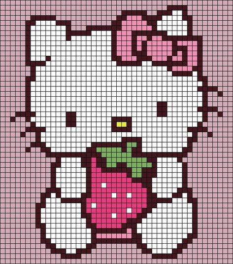 #162279 made by mrivasmrivas on BB. Pixel Art Templates Hello Kitty, Alpha Patterns Crochet Hello Kitty, Kirby Graph Pattern, Hello Kitty Tapestry Crochet Grid, Crochet Graphic Pattern, Cross Stitch Patterns Hello Kitty, Crochet Pixel Pattern Hello Kitty, Hello Kitty Crochet Grid Pattern, Hello Kitty Pixel Crochet