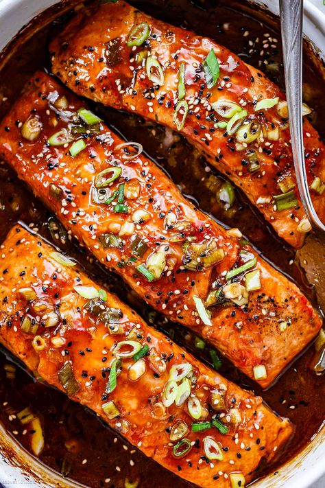 Teriyaki Glazed Salmon Recipes, Sweet Teriyaki Salmon, Fillet Of Salmon Recipes, Teriyaki Salmon Recipes Baked, Pineapple Teriyaki Salmon, Baked Asian Salmon, Teriyaki Sauce For Salmon, Weight Watchers Salmon Recipes, Salmon Recipes With Rice