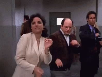 Friday Happy GIF - Friday Happy Dance - Discover & Share GIFs George Clooney Er, Seinfeld Funny, Friday Dance, George Costanza, American Bandstand, Jerry Seinfeld, Happy Gif, Julia Louis Dreyfus, Funny Reaction