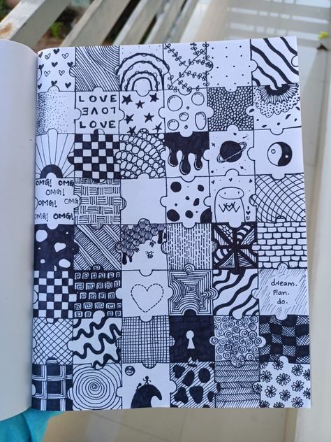 Doddleoddle Art Easy Aesthetic, Art Sketchbook Backgrounds, Dark Journal Aesthetic, Puzzle Drawing, Doodle Page, Diy Canvas Art Easy, Notebook Doodles, Cute Easy Doodles, Doodle Pages