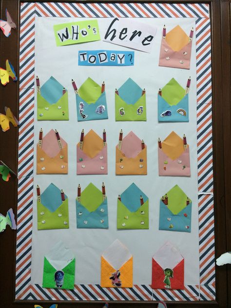 Attendance - Who's Here Today?? Attendance Bulletin Board Ideas, Attendance Register, Display Boards For School, Decoration Class, School Board Decoration, Display Boards, Quick Crafts, Classroom Bulletin Boards, Board Decoration