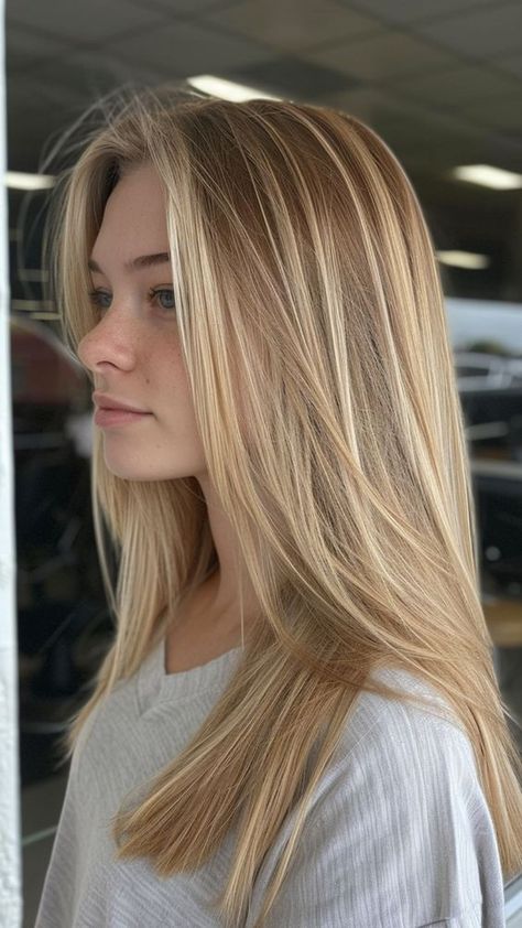 Elevate your style with the warm allure of Honey Blonde Foil Highlights! These rich and vibrant accents infuse your hair with a sunlit glow, perfect for embracing the beauty of every season. Explore more stunning hair ideas on our Pinterest board and let your locks radiate with confidence! #honeyblonde #foilhighlights #hairinspo #gorgeouslocks #hairtransformation Honey Color Highlights Brunettes, Fade To Blonde Hair, Honey Blonde Hair Layers, Blond Foliage, Honey Blonde Hair With Blonde Highlights, Highlights On Honey Blonde Hair, Blonde Hair With Coloured Highlights, Hair Dye Blonde Highlights, Warm Blonde Hair Highlights