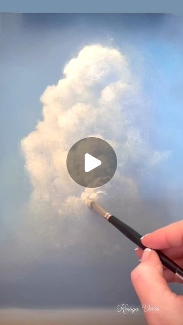 Painting Realistic Clouds, Oil Painted Clouds, Painting Clouds With Acrylics, Textured Cloud Painting, Diy Cloud Painting, Cloud Paintings Acrylic, Sunset Sky Painting Acrylic, How To Paint Clouds Oil Painting, Cloud Tutorial Painting