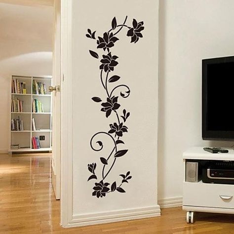 Decorative Wall Stickers - Plane Wall Stickers Romance / Fashion / Botanical Living Room / Bedroom / Dining Room / Washable / Removable 2020 - US $4.13 Family Wall Decals, Cheap Wall Stickers, Diy Wand, 3d Butterfly Wall Stickers, Botanical Wall Decor, Vine Wall, Living Room Background, Flower Wall Stickers, Wall Paint Designs