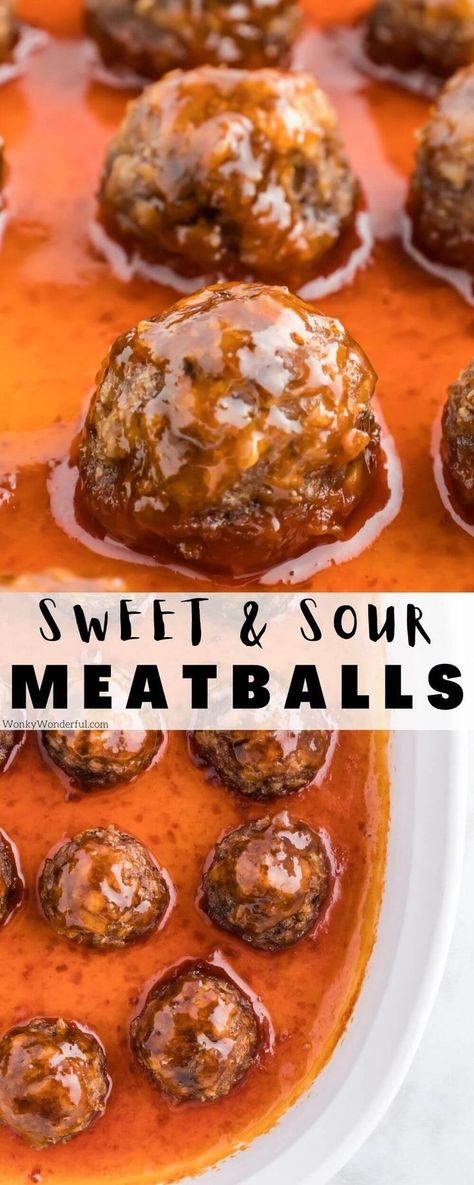 This Sweet and Sour Meatballs Recipe is a quick, easy dinner idea. Juicy meatballs in a flavorful sauce baked in the oven. Best Meatball Sauce, Easy Meatball Sauce, Sweet N Sour Meatballs, Sweet And Sour Meatballs Recipe, Meatballs Sauce Recipe, Sweet Sour Meatballs, Oven Meatballs, Sweet And Sour Beef, Sweet Meatballs