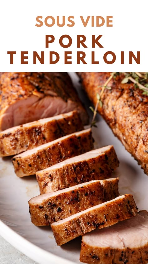 Sous vide pork tenderloin Pork Tenderloin Sous Vide, Sous Vide Recipes Beef, Anova Recipes, Sous Vide Pork Loin, Sous Vide Pork Tenderloin, Teriyaki Pork Tenderloin, Sous Vide Pork, Current Recipes, Apple Pork Tenderloin