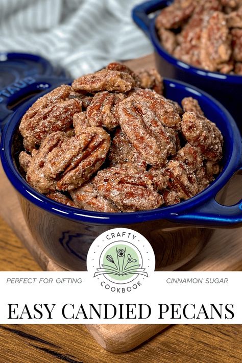 Easy Candied Pecans Sugar Roasted Pecans, Candied Pecans Easy, Easy Candied Pecans, Pecan Recipes Easy, Nuts Recipes, Cinnamon Sugar Pecans, Sugar Pecans, Candied Pecans Recipe, Culinary Food