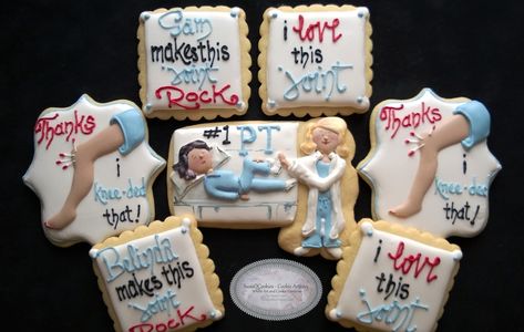 Physical Therapist Gift Physical Therapist Graduation Party, Physical Therapist Cookies Decorated, Physical Therapy Themed Party, Massage Therapy Graduation Party, Physical Therapy Cake Ideas, Physical Therapy Party Ideas, Pt Graduation Party Ideas, Occupational Therapy Cookies, Physical Therapy Cookies Decorated