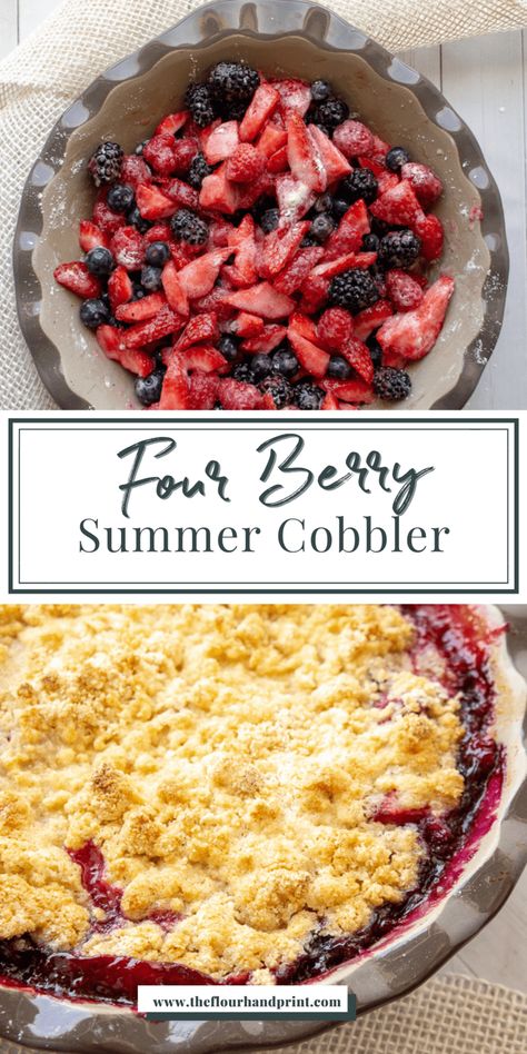 Strawberry Blueberry Blackberry Dessert, Health Sweets, Mixed Berry Cobbler, Easy Drop Biscuits, Berry Cobbler Recipes, Fresh Fruit Desserts, Cobbler Easy, Cobbler Topping, Berry Cobbler