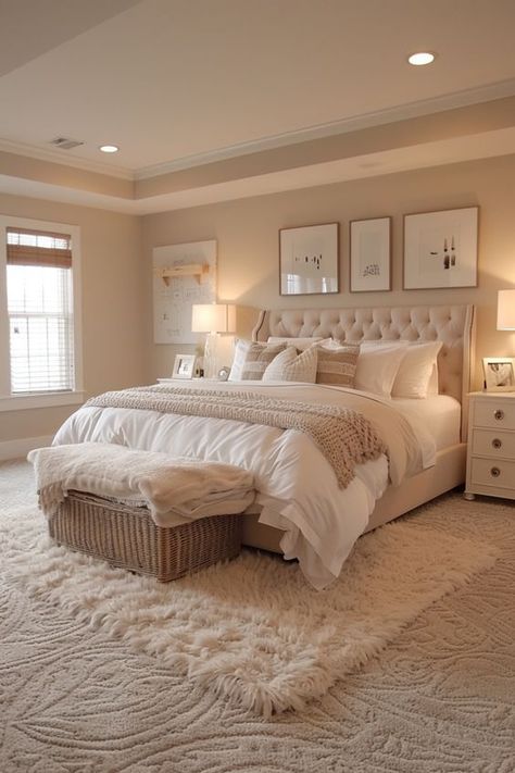 Emslifeandloves Sand Coloured Bedroom, Athstetic Bedrooms, Beige Rooms, Messy Bed, Bedroom 2024, Pink Rooms, Beige Room, Bed Making, Apartment Makeover