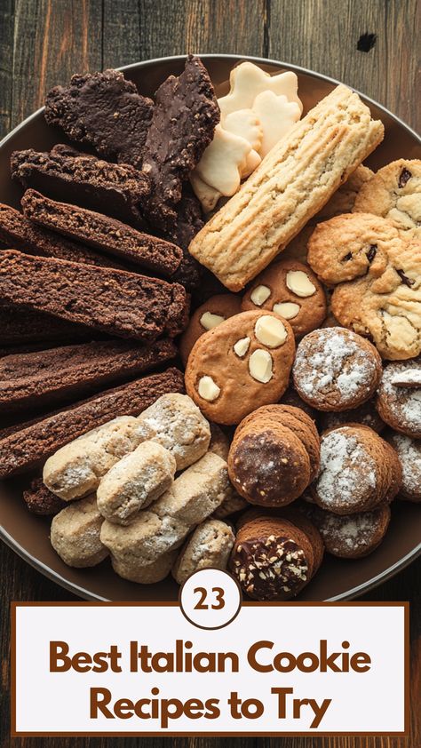 A plate of assorted Italian cookies, including biscotti and almond amaretti, arranged on a rustic table, perfect for holidays and special occasions. Italian S Cookies Italy, Desserts For Breakfast, Italian Sour Cream Cookies, Traditional Biscotti Recipe, Pepper Cookies Italian, Italian Nut Cookies, Classic Italian Cookies, Italian Thumbprint Cookies, Martha Stewart Cookie Recipes