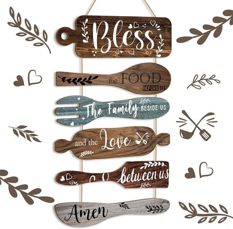 Transform your kitchen or dining room with rustic charm and heartfelt warmth. Easy to hang and designed to complement any kitchen or dining room style.
A thoughtful gift for housewarmings, weddings, or special occasions. #FarmhouseDecor #KitchenWallArt #DiningRoomDecor #HomeDecor #RusticStyle #WallSigns #FarmhouseStyle #BlessThisHome #CountryDecor #DiningRoomDesign #HomeStyling #CottageCore #KitchenInspiration Rustic House Living Room, Hanging Wood Signs, Signs For Kitchen, Wall Decor Dining Room, Farmhouse Bathroom Accessories, Farmhouse Kitchen Wall, Farmhouse Kitchen Wall Decor, Bless The Food Before Us, Rustic Farmhouse Kitchen Decor