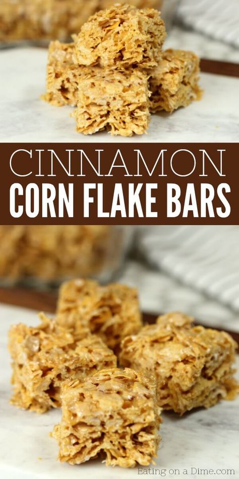 No Bake Cinnamon Corn Flake Cereal Bars Recipe Corn Flake Bars, Cornflake Bars, Cereal Bars Recipe, Cornflake Recipes, Desserts Bars, Cereal Bars Recipes, Flake Recipes, Corn Flake, Square Recipes