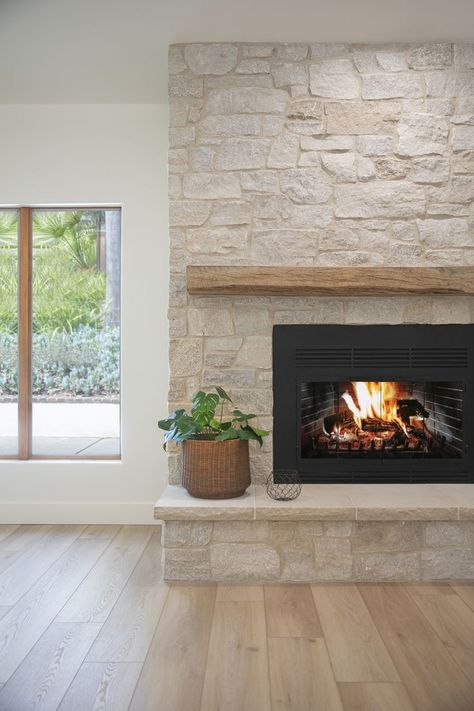 Tile Fireplaces, Stone Fireplace Designs, Fireplace Black, Wood Mantle, Black Tile, Fireplace Built Ins, Kusadasi, Rock Fireplaces, Farmhouse Fireplace