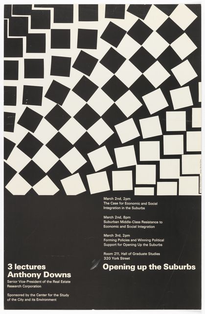 Poster, "Opening Up the Suburbs", 20th century. Dan Friedman. Offset lithograph on paper. Gift of Ken Friedman. 1997-19-224. New Wave Graphic Design, Square Poster Design, Geometry Graphic Design, Dan Friedman, Square Design Pattern, New Wave Design, Geometry Poster, Wave Graphic, Pattern Poster