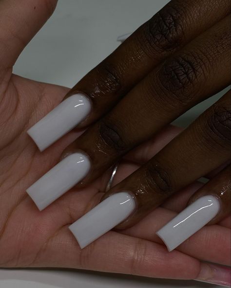 Plain Acrylic Nails, Solid Color Acrylic Nails, Sqaure Nails, Long Square Nails, Tapered Square Nails, Milky Nails, Plain Nails, Hard Nails, Diy Acrylic Nails