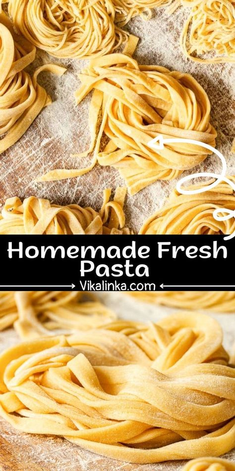 Fresco, Fresh Pasta Dough Recipe, Homemade Pasta Dough Recipe, Egg Pasta Recipe, Homemade Pasta Noodles, Vikalinka Recipes, Cooking Fresh Pasta, Easy Homemade Pasta, Fresh Pasta Recipes