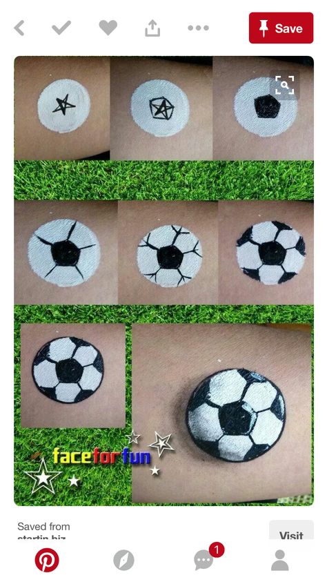 Soccer ball face painting Face Painting Tips, Face Painting For Boys, Cheek Art, Face Painting Tutorials, Face Painting Easy, Kids Face Paint, Belly Painting, Face Painting Designs, Painting Tips